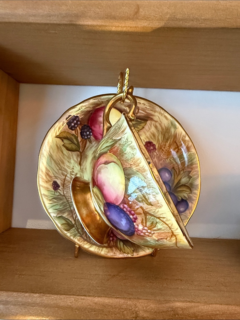 Aynsley Orchard Gold bone china teacup and saucer